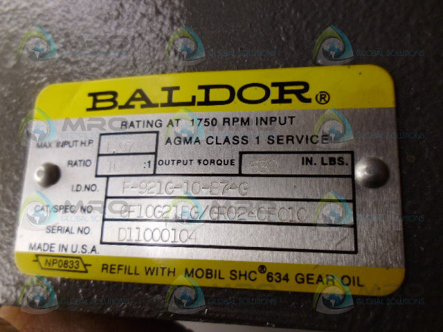BALDOR F-921G-10-B7-G REDUCER RATIO 10:1 *NEW NO BOX*