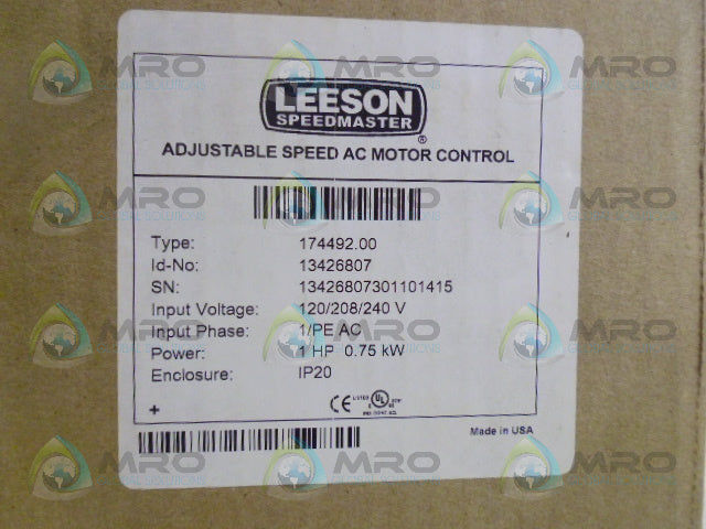 LEESON 174492.00 ADJUSTABLE MOTOR SPEED CONTROL *FACTORY SEALED*