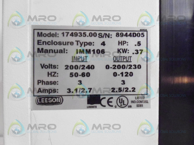 LEESON 174935.00 VARIABLE FREQUENCY DRIVE *NEW IN BOX*