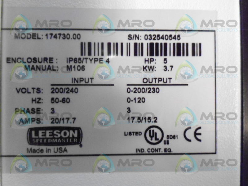 LEESON 174730.00 AC MOTOR CONTROL *NEW IN BOX*
