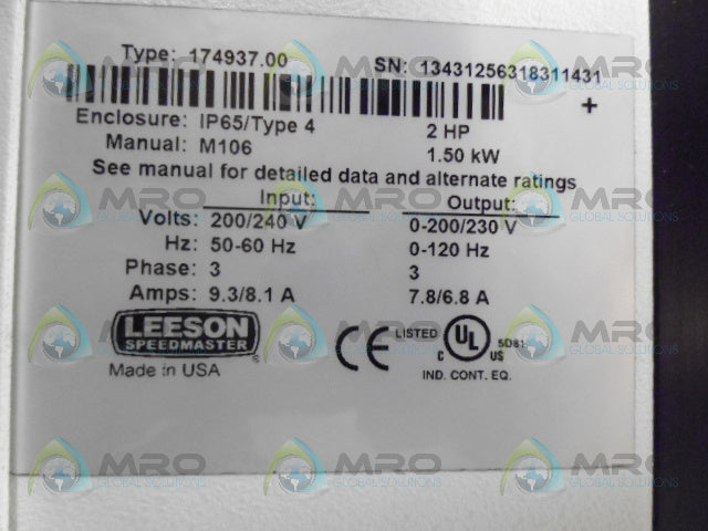 LEESON 174937.00 AC MOTOR CONTROL *NEW IN BOX*