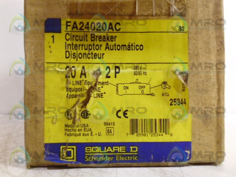 SQUARE D FA24020AC CIRCUIT BREAKER *FACTORY SEALED*