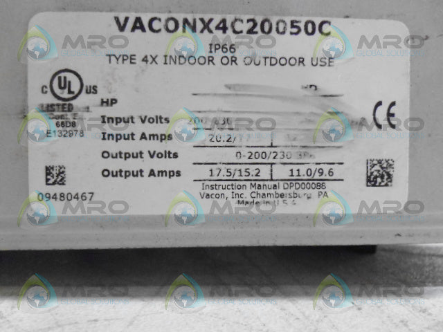 TB WOODS VACONX4C20050C AC DRIVE (AS PICTURED) *USED*