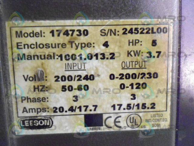 LEESON 174730 AC DRIVE (AS PICTURED) *USED*