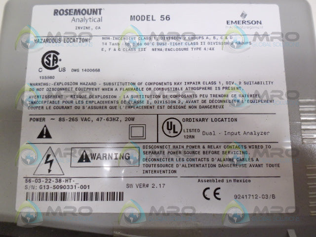ROSEMOUNT 56-03-22-38-HT CONTROL *NEW IN BOX*