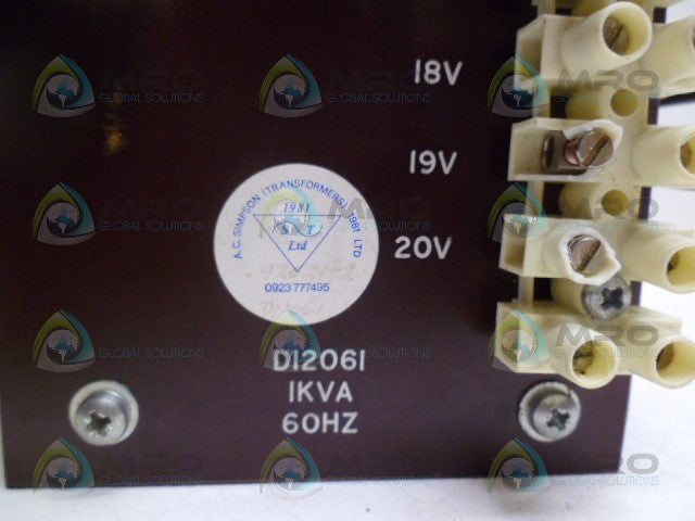 A.C. SIMPSON D12061 TRANSFORMER (AS PICTURED) *USED*