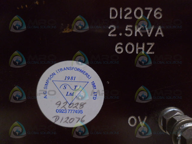 A.C. SIMPSON D12076 TRANSFORMER *NEW NO BOX*