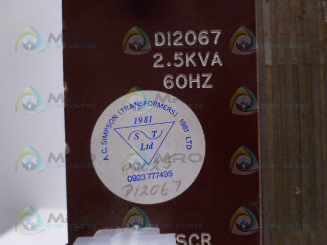 A.C. SIMPSON D12067 TRANSFORMER *NEW NO BOX*