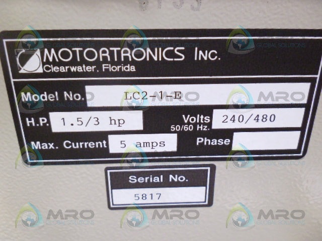 MOTORTRONICS LC2-1-E MOTOR MANAGEMENT SYSTEM *NEW NO BOX*