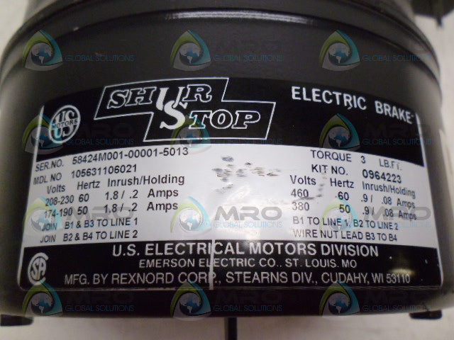 BROWNING CBN30125B3 INDUSTRIAL MOTOR .33HP 1746/1433RPM *NEW NO BOX*