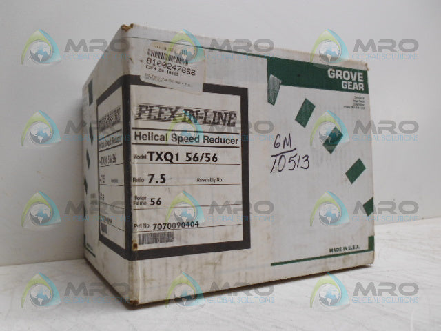 GROVE GEAR TXQ1 56/56 HELICAL SPEED REDUCER RATIO 7.5 *FATORY SEALED*