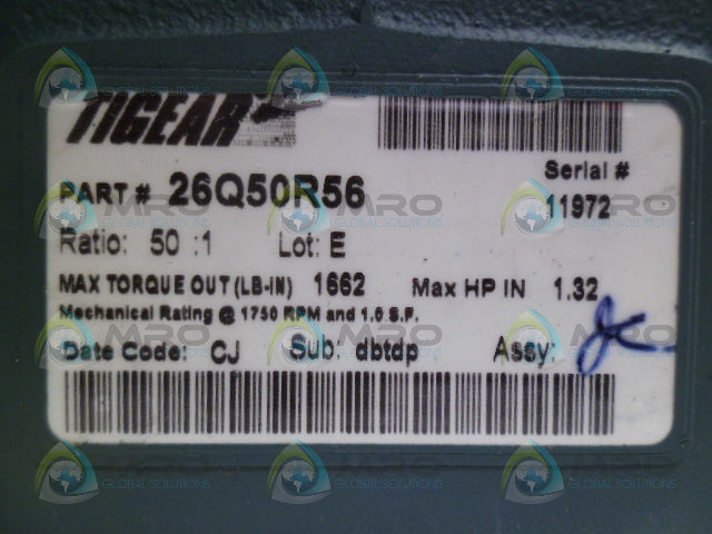 DODGE 26Q50R56 REDUCER RATIO 50:1 *NEW IN BOX*