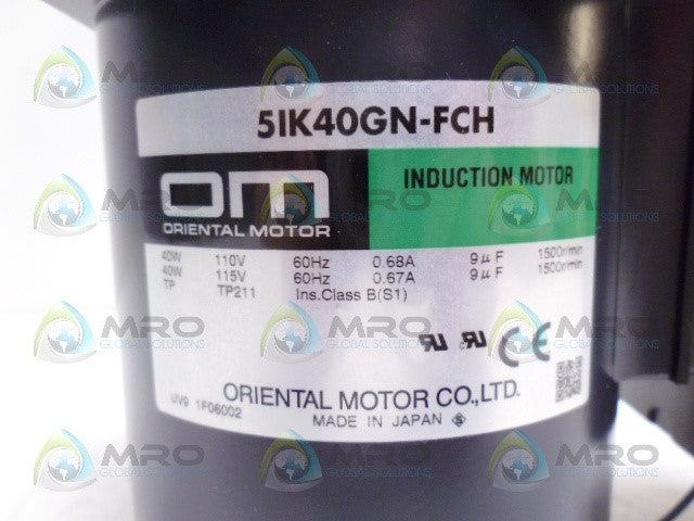 ORIENTAL MOTOR 5IK40GN-FCH INDUCTION MOTOR *NEW IN BOX*