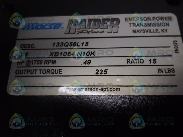 MORSE 133Q56L15 SINGLE REDUCTION SPEED REDUCER RATIO 15 *NEW NO BOX*