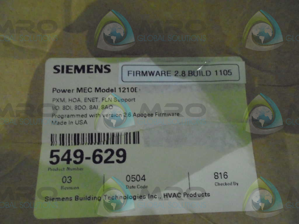 SIEMENS 549-629 POWER MEC MODEL FIRMWARE 2.8 BUILD 1105 *NEW IN BOX*