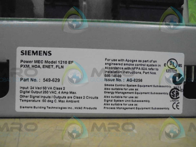 SIEMENS 549-629 POWER MEC MODEL FIRMWARE 2.8 BUILD 1105 *NEW IN BOX*