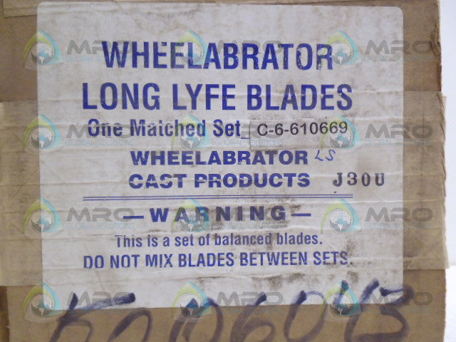WHEELABRATOR C-6-610669 LONG LYFE BLADES *FACTORY SEALED*