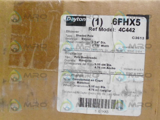 DAYTON 6FHX5 BLOWER *FACTORY SEALED*