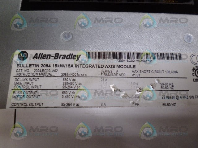 ALLEN BRADLEY 2094-BC02-M02 SER A AXIS MODULE F/W V1.81 (REMAN) *NEW IN BOX*