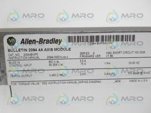 ALLEN BRADLEY 2094-BMP5 SER A 4A AXIS MODULE F/W V1.89 *NEW IN BOX*