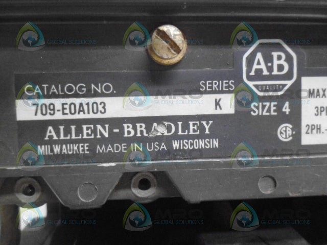 ALLEN BRADLEY 709-E0A103 SER K STARTER SIZE 4 *USED*