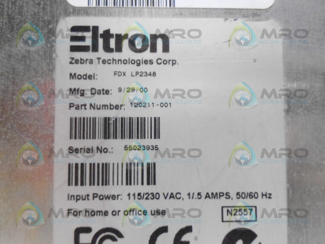 ZEBRA FDX LP2348 LABLE BARCODE THERMAL PRINTER *USED*