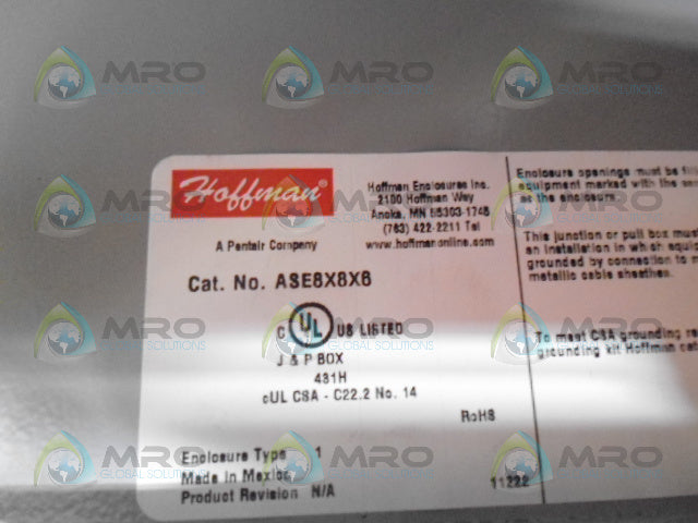 HOFFMAN ASE8X8X6 ENCLOSER (AS PICTURED) *NEW NO BOX*