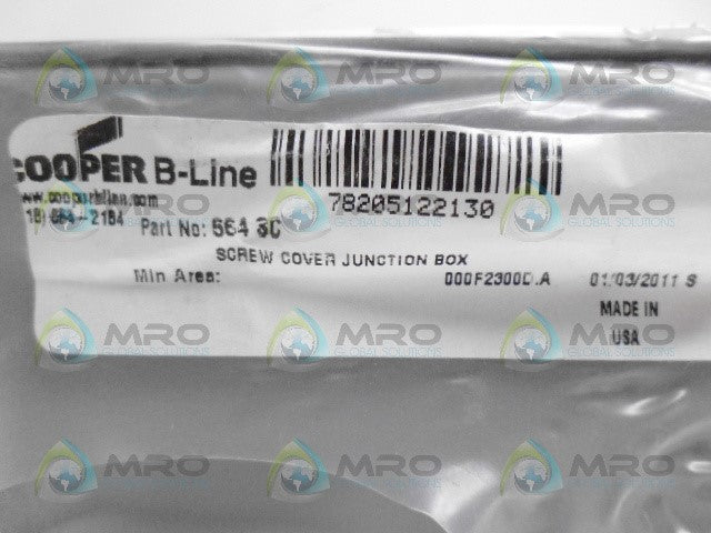 COOPER B-LINE 564SC SCREW COVER JUNCTION BOX *NEW IN FACTORY BAG*