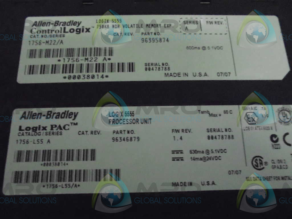 ALLEN BRADLEY CONTROLLOGIX 1756-L55M22 SER. A F/W 1.4 PROCESSOR *NEW IN BOX*
