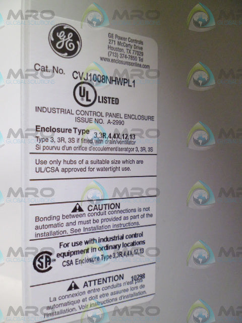 GENERAL ELECTRIC CVJ1008NHWPL1 ENCLOSER *NEW NO BOX*