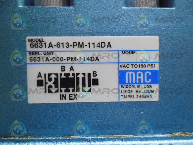 MAC 6631A-613-PM-114DA SOLENOID VALVE (AS PICTURED) *NEW NO BOX*