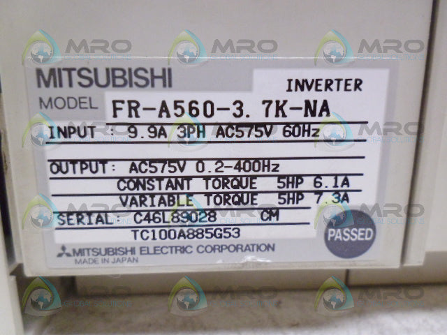 MITSUBISHI FR-A560-3.7K-NA INVERTER *USED*