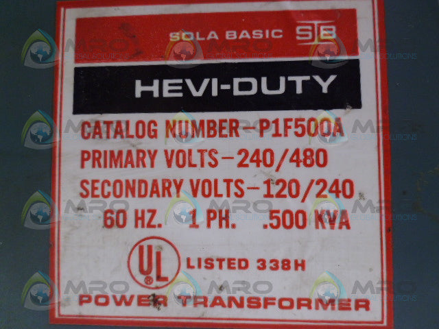 SOLA P1F500A POWER TRANSFORMER *USED*
