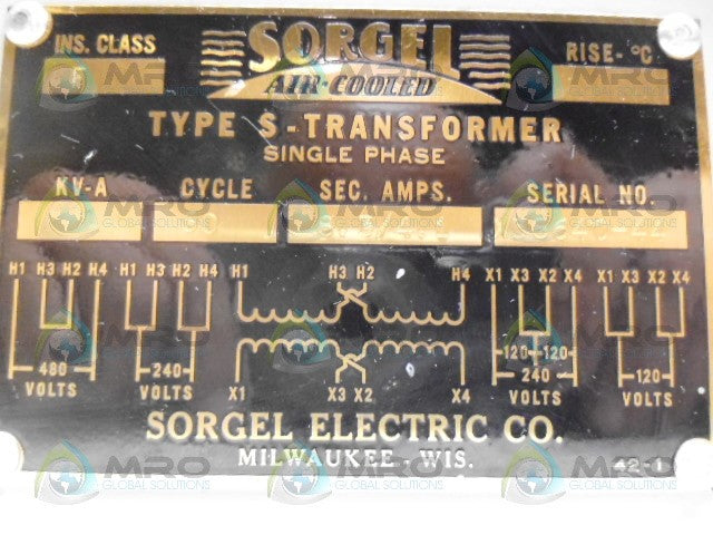SORGEL CLASS F TYPE S TRANSFORMER *USED*