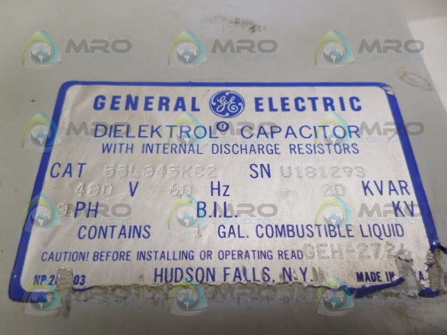 GENERAL ELECTRIC 55L345KC2 DIELEKTROL CAPACITOR *USED*