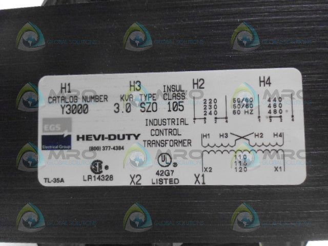 EGS Y3000 TRANSFORMER TYPE SZO *USED*