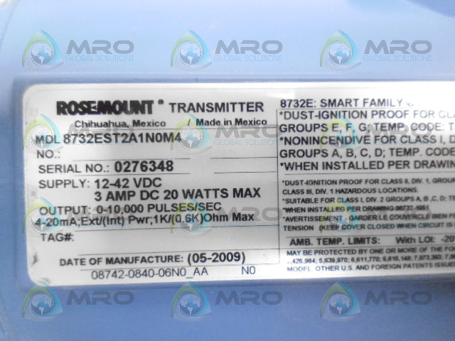 ROSEMOUNT 8732EST2A1N0M4 TRANSMITTER *NEW IN BOX*