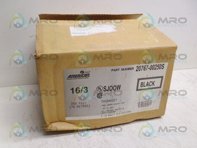 AMERICAN 20767-00250S 250' BLACK FLEXABLE CORD *NEW IN BOX*