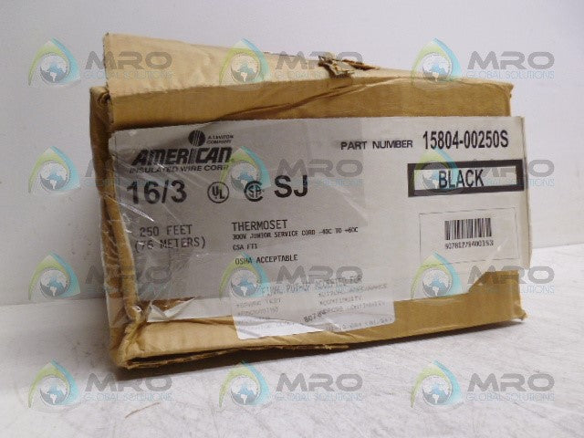 AMERICAN 15804-00250S 250' BLACK FLEXABLE CORD *NEW IN BOX*