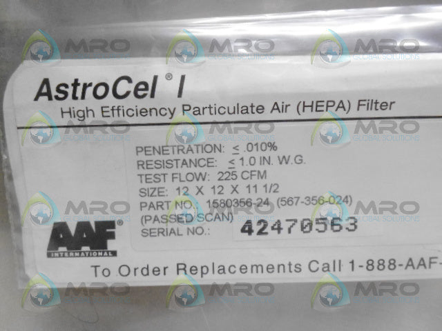 AAF 567-356-024 1580356-24 FILTER *NEW IN BOX*