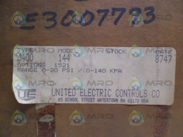 UNITED ELECTRIC J400-144 PRESSURE SWITCH *NEW IN BOX*