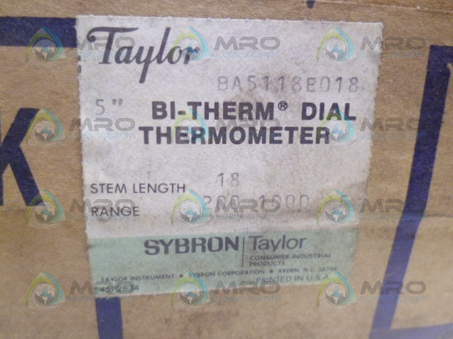 TAYLOR BA5118E018 BI-THERM DIAL THERMOMETER *FACTORY SEALED*