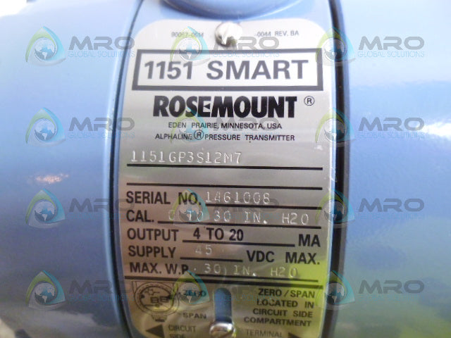 ROSEMOUNT 1151GP3S12MS PRESSURE TRANSMITTER (REMANUFACTURED) *NEW IN BOX*