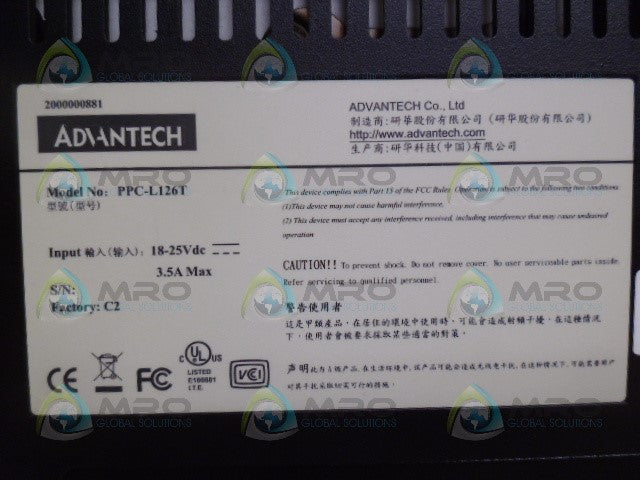 ADVANTECH PPC-L126T *USED*