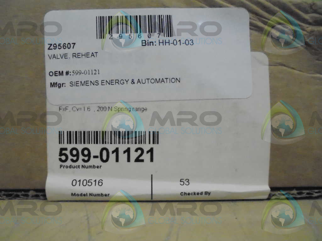 SIEMENS 599-01121 REHEAT VALVE *FACTORY SEAL*