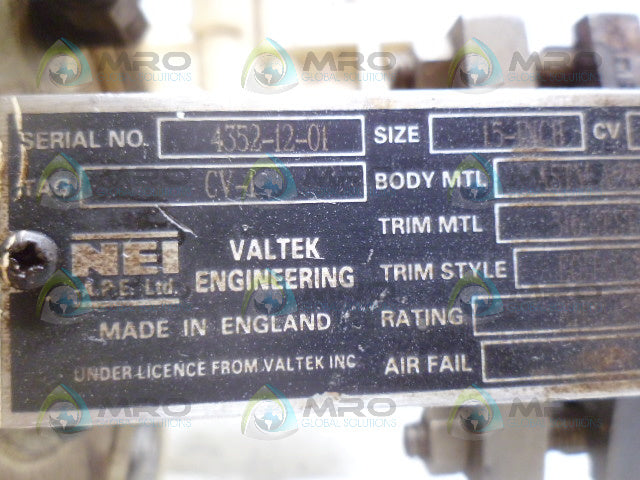VALTEK CV-1 4352-12-01 15" (REMANUFACTURED) *USED*