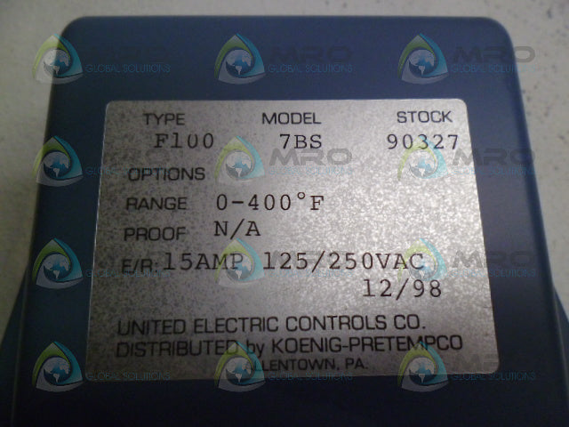 UNITED ELECTRIC F100 TEMPERATURE CONTROL *NEW IN BOX*