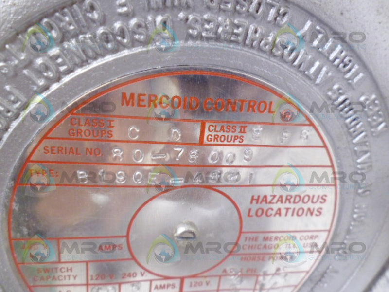 MERCOID CONTROL B190E4821 PRESSURE CONTROL *NEW IN BOX*