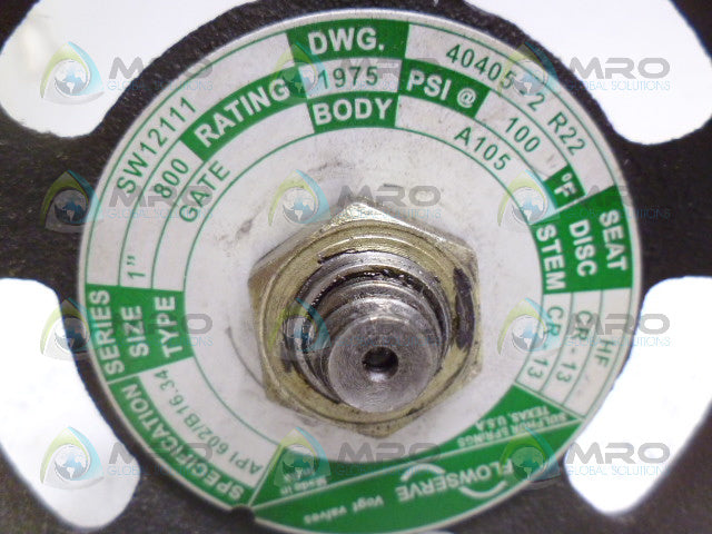FLOWSERVE 40405-2R22 SOCKET WELD GATE VALVE 1" *NEW NO BOX*
