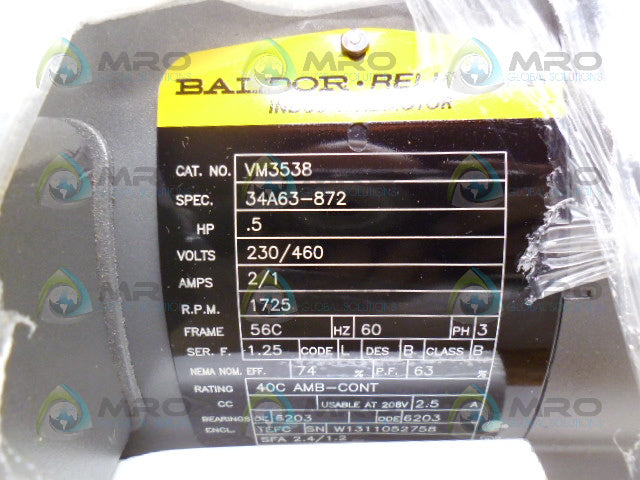 BALDOR VM3538 INDUSTRIAL MOTOR 1/2HP 1725RPM *NEW IN BOX*